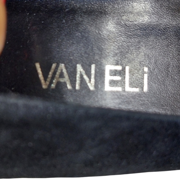 Van Eli Frenzy Black Suede Upper Gold Studs Platform Heels - Picture 6 of 16